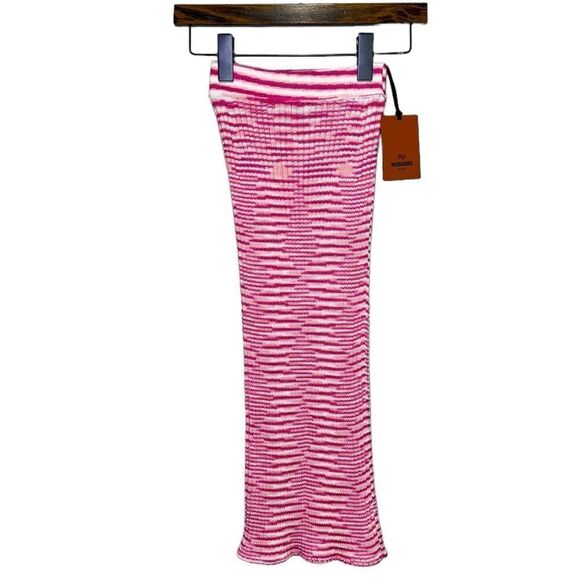 NEW Missoni Striped High Waisted Ribbed Knit Midi Skirt Pink White Size 2 - Picture 6 of 15
